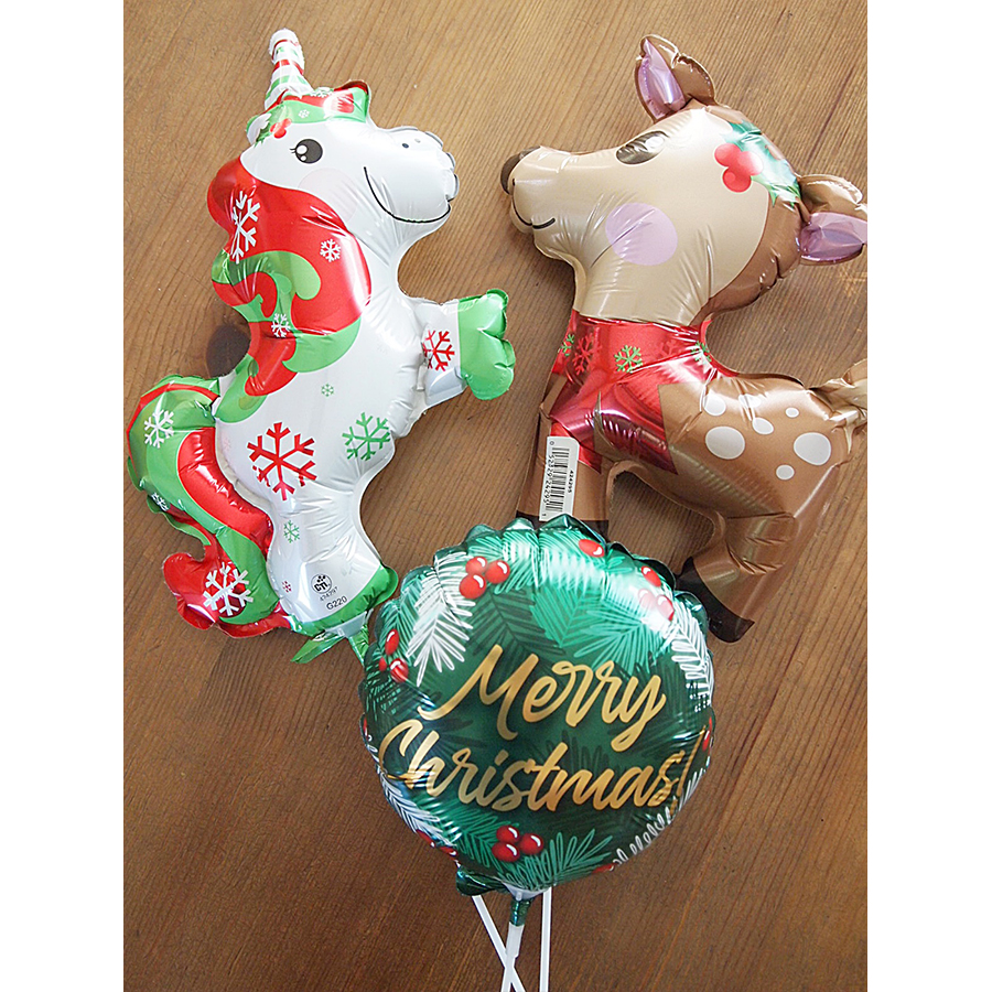 クリスマススティックバルーン　トナカイ&ユニコーン&メッセージバルーン