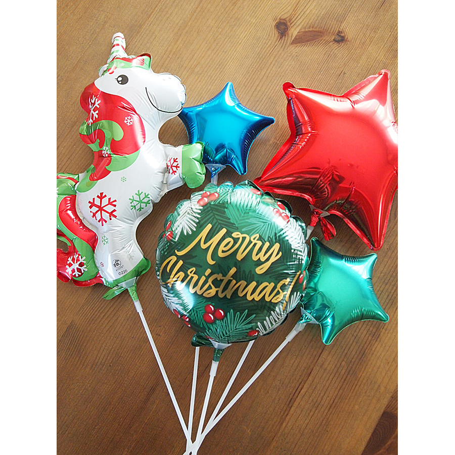 クリスマススティックバルーン　クリスマスwithユニコーン